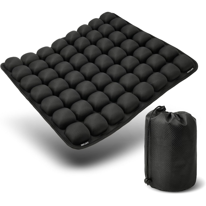 Perna Umflabila Anti-Escare 3D Kuvikoo™, 45x45cm - Cu Pompa Integrata, Portabila, pentru Comfort si Preventia Escarelor la Domiciliu, Spital sau Calatorii