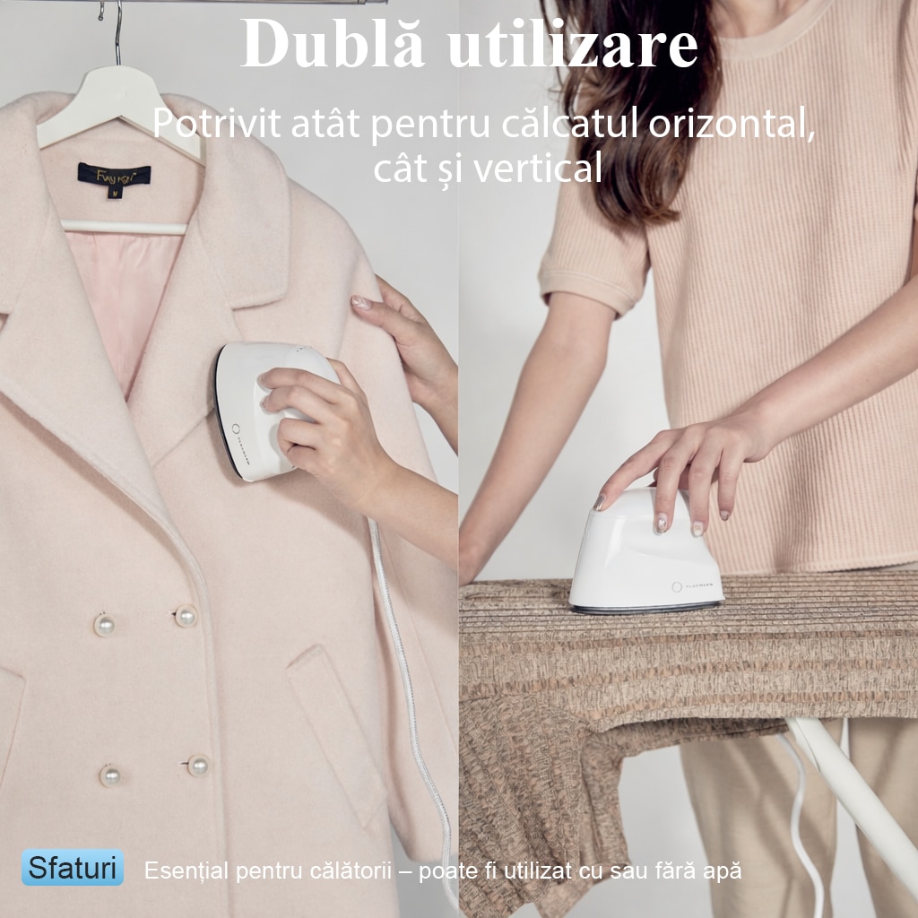 Fier de Calcat cu Abur Nano|4 moduri de calcare (2 uscate + 2 cu abur);Functie cu ioni negativi;Oprire automata de siguranta;Talpa curbata;Calcare orizontala si verticala;cu priza de calatorie