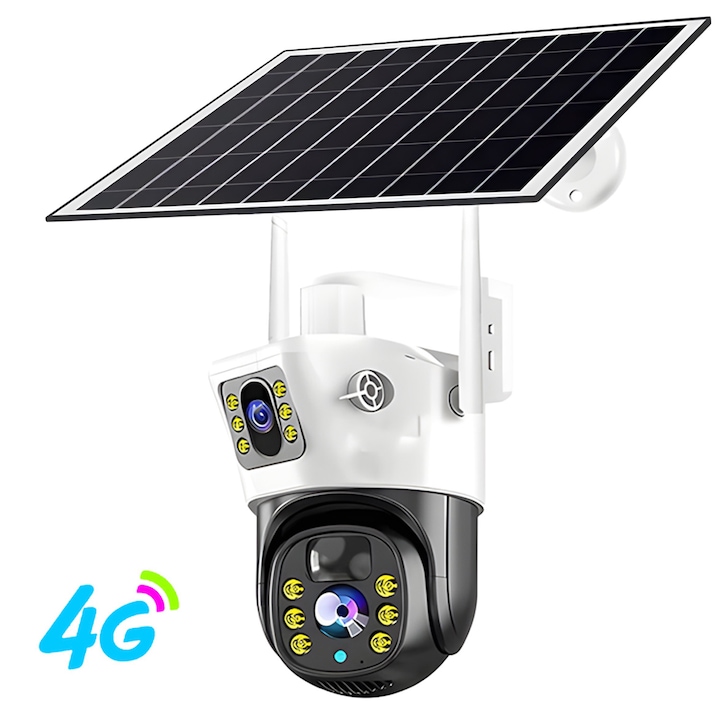camera WiFi FooFoony, camera supraveghere rotativa exterior,8MP Full HD, Comunicare bidirectionala, Detectare miscare, camera de supraveghere exterior, Color Night Vision, Rotire automata, Zoom 4x