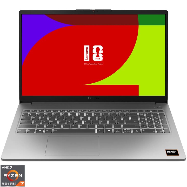 Laptop Gaming Lenovo LOQ 15ARP10E cu procesor AMD Ryzen™ 7 7735HS pana la 4.75GHz, 15.6" Full HD, IPS, 144Hz, 16GB DDR5 RAM, 512GB SSD, NVIDIA® GeForce RTX™ 4050 6GB GDDR6, No OS, Luna Grey