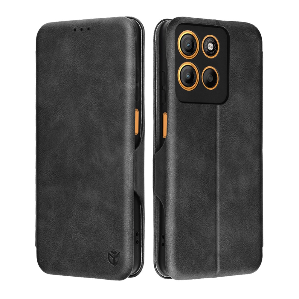Husa pentru Motorola Moto G15 / Moto G15 Power, SKYDDAR INNOVATION, Safe Wallet tip carte din Piele Ecologica, Suport Carduri, Inchidere Magnetica, set cu sticker, Negru