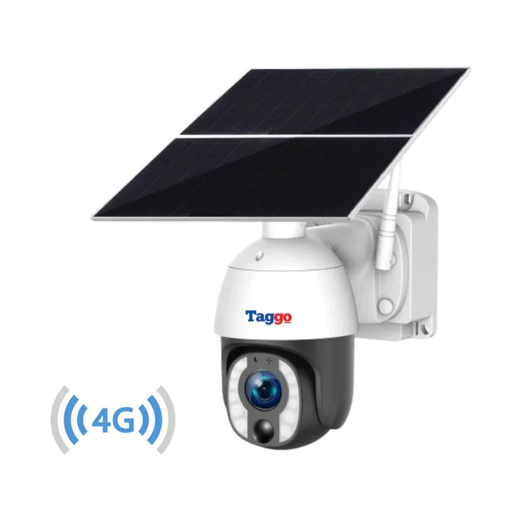 Камера за наблюдение със соларен панел, 8MP, 4G SIM връзка, 20X оптично увеличение, двупосочна комуникация