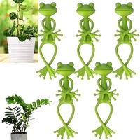 Set 5 suporturi pentru plante in forma de broasca 3D, AFKSMILE, Flexibil, Economiseste spatiu, Reutilizabil, Eco-Constient, Usor de instala, Perfect pentru plante, ierburi si decoratiuni, TPR, 15 * 14cm, Verde