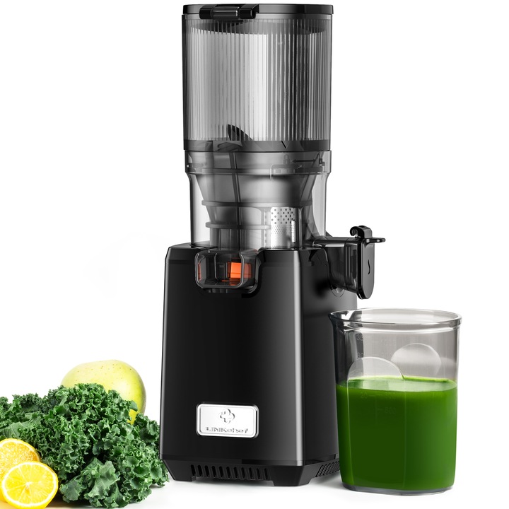 LINKChef Storcator de fructe si legume, Diametru 130 mm si Capacitate 1,8L pentru Fructe si Legume Intregi, Masina de Stors Masticanta 250W, Storjor Slow cu Taiere Automata si Componente din Tritan