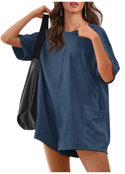 Salopeta sport oversized （10053）, Albastru