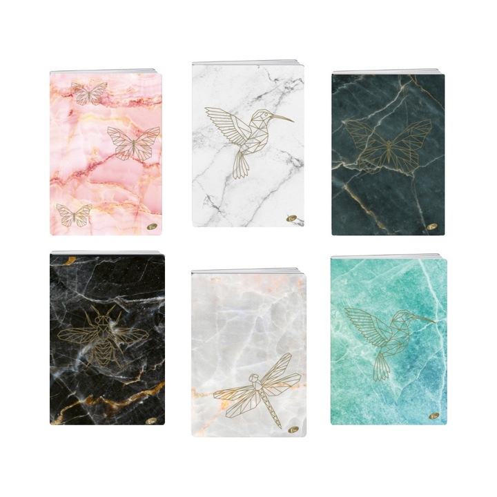 Set de 10 caiete A4, patratele, colectia Marble, Elisa
