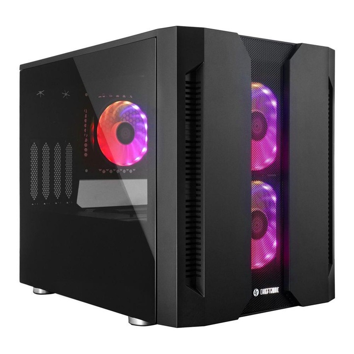 Carcasa Chieftec GM-02B-OP mATX RGB, fara sursa de alimentare, cu fereastra, neagra