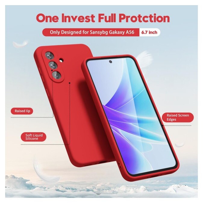 Husa Upzz® No Logo Pentru Samsung Galaxy A27 5G, Protectie La Camere, Alcantara La Interior, Rosu