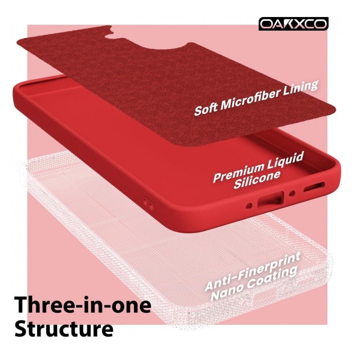 Husa Upzz® No Logo Pentru Samsung Galaxy A27 5G, Protectie La Camere, Alcantara La Interior, Rosu