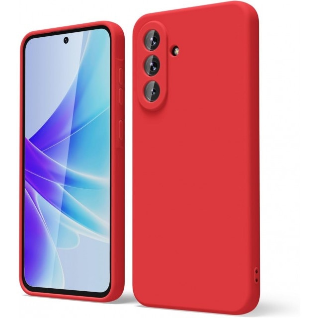 Husa Upzz® No Logo Pentru Samsung Galaxy A27 5G, Protectie La Camere, Alcantara La Interior, Rosu