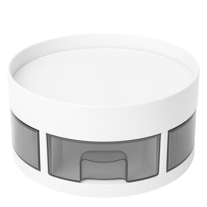 Organizator rotativ pentru bucătărie, Verk Group, 4 sertare, diametru 22, 5 cm, alb