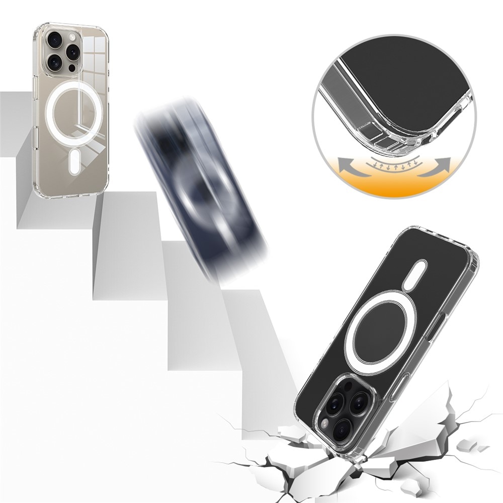 Carcasa pentru telefon iPhone 16 Pro, TPU/Acril, transparent, compatibila cu MagSafe