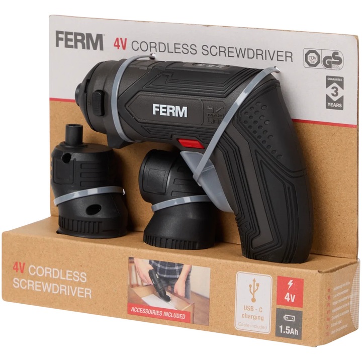 Surubelnita cu acumulator FERM 4V 1.5Ah + accesorii