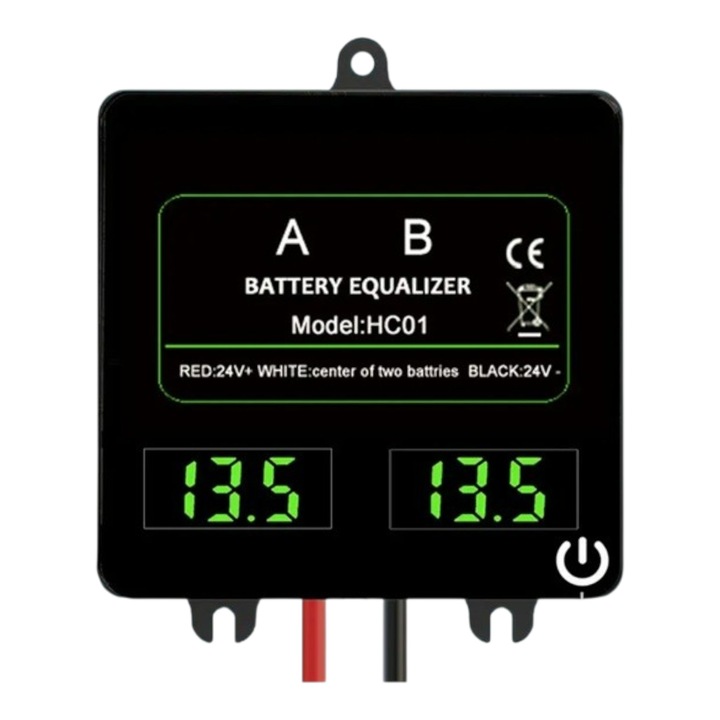 Egalizator baterii 24V, 2 x 12V, HC01-SW, LCD GEL AGM PB-Acid, cu afisaj, protectie fuzibile si comutator tactil