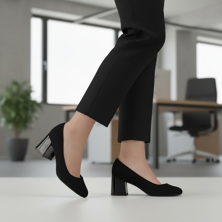 Pantofi eleganti cu toc C-156negru 122892, Negru