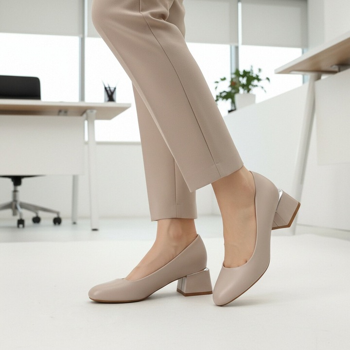 Pantofi eleganti cu toc C-152bej 122910, Bej