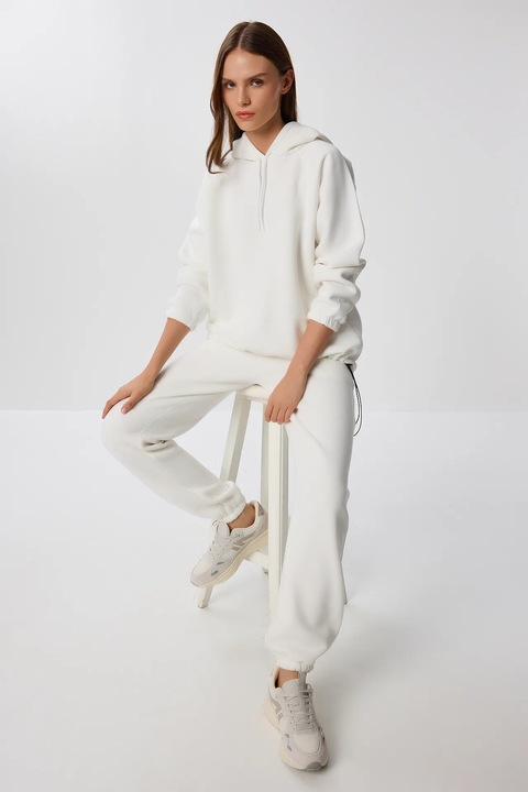 Set hanorac si pantaloni de jogging Happiness Istanbul, alb, textil