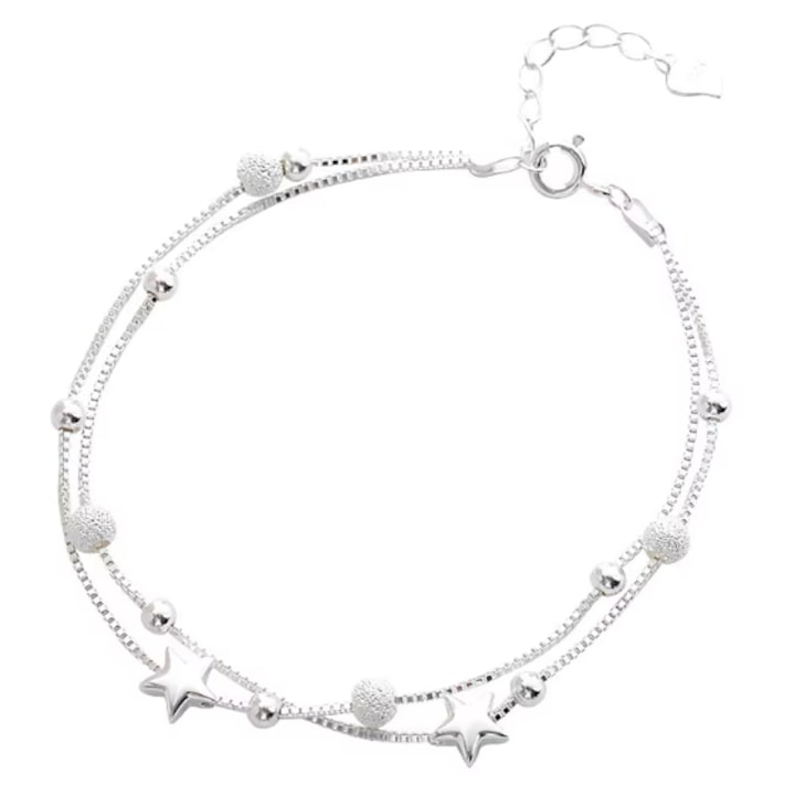 Bratara dama argint, model galaxie, dublat, accesorii bilute si stelute, reglabila