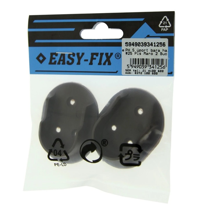 Suport plastic, pentru bara haine, maro, D 25 mm, set 2 bucati