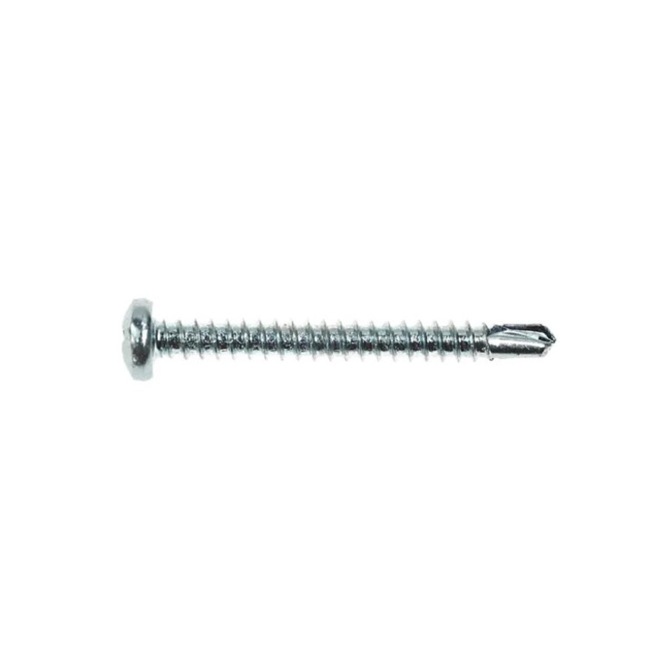 Surub autoforant pentru lemn, din otel, zincat alb, cu cap bombat, amprenta Phillips, PH 2, Friulsider, 3.5 x 38 mm