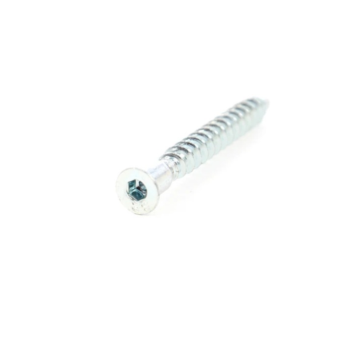 Surub de cuplare, pentru PAL, cu cap inecat, din otel, zincat alb, 7 x 60 mm