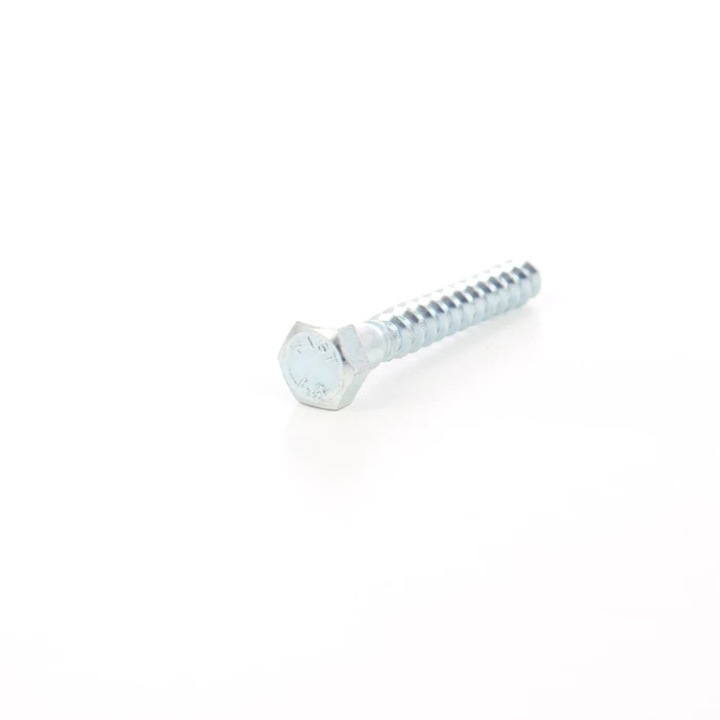 Surub pentru lemn, cu cap hexagonal, DIN 571, zincat alb, 8 x 60 mm