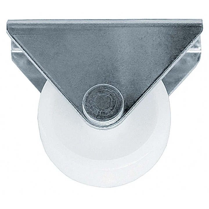 Rotila pentru mobila, unidirectionala, fara blocare, din plastic, alb, cu placa, diametru 32 mm