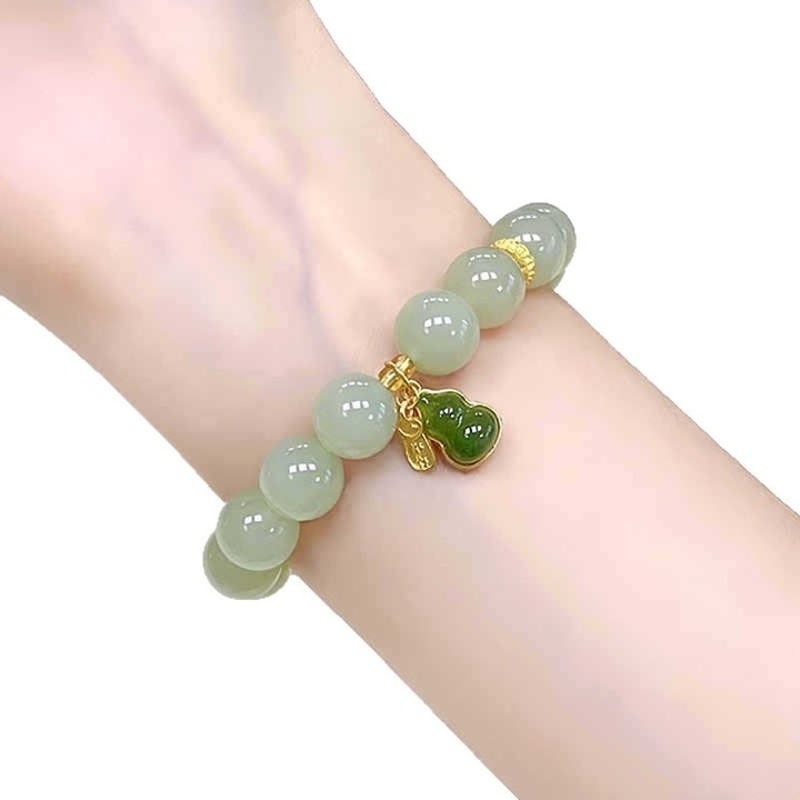 Bratara, Jade Gourd pandantiv bratara, aur placat bratara, Hetian Jade bratara, potrivite pentru surori si frati, cupluri si alte cadour, verde
