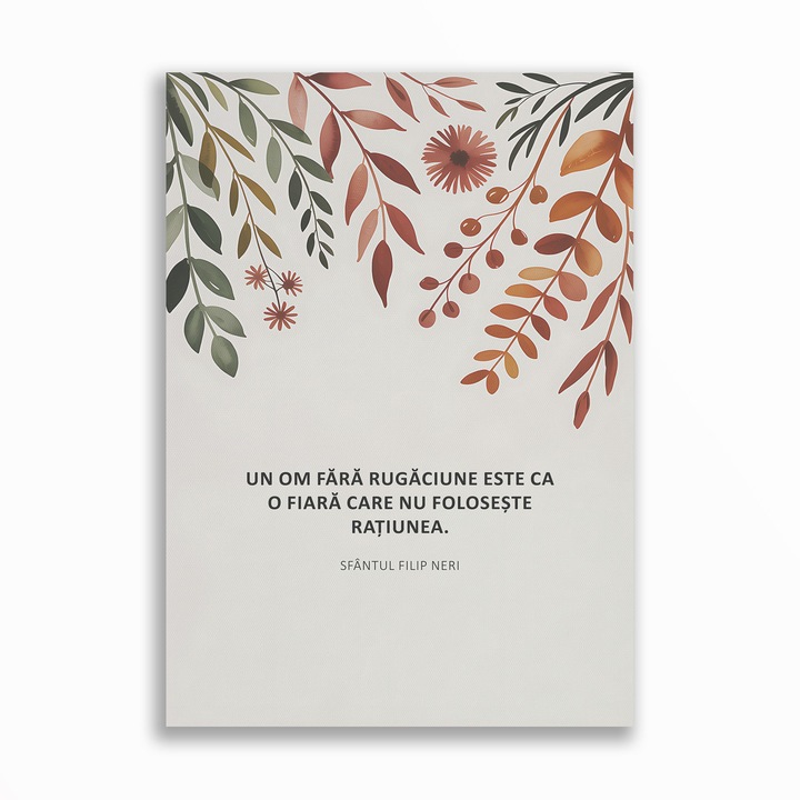 Декоративно платно, вдъхновяващ християнски цитат, Човек без молитва, A3 (29.7 x 42 см), Без рамка