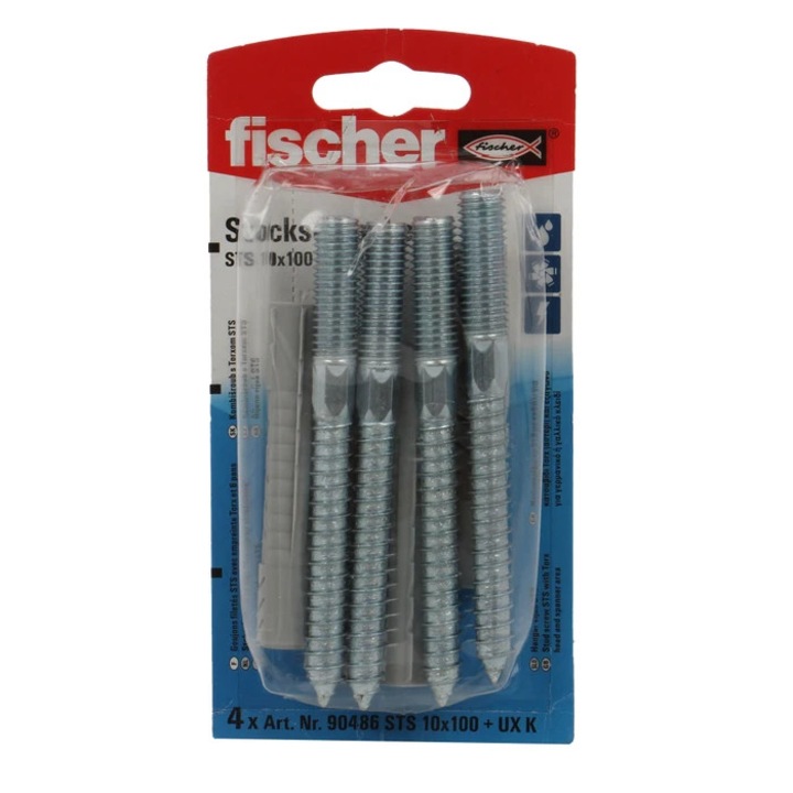 Fém / fa tipli, Fischer STS, acél, 10 x 100 mm + nylon tipli, UX 12, 4 darabos készlet