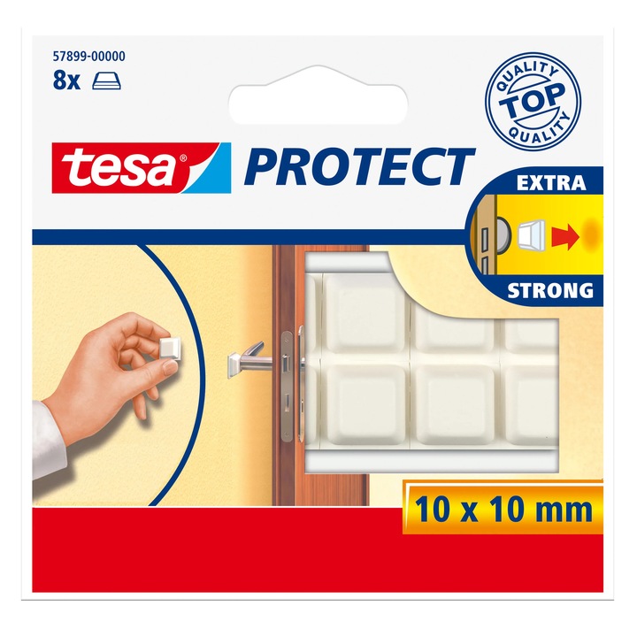 Protectie / Atenuator zgomot, pentru mobila, forma patrata, Tesa, 10 x 10 mm, set 8 patratele