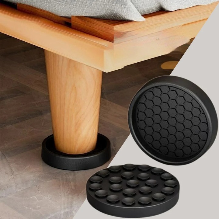 Set 4 suporturi mobilier, Ø6 cm, anti-alunecare cu ventuze, din silicon, protectie podea pentru canapea si masina de spalat