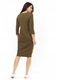 Rochie Dama, Awama, L059, Marime S/M, Material 70% Vascoza, 25% Poliester, 5% Elastan, Lungime Midi, Decolteu Rotund, Maneca 3/4, Accesorii 2 Buzunare Laterale, Khaki