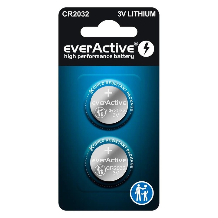 Baterie litium CR2032 everActive, set 2 bucati