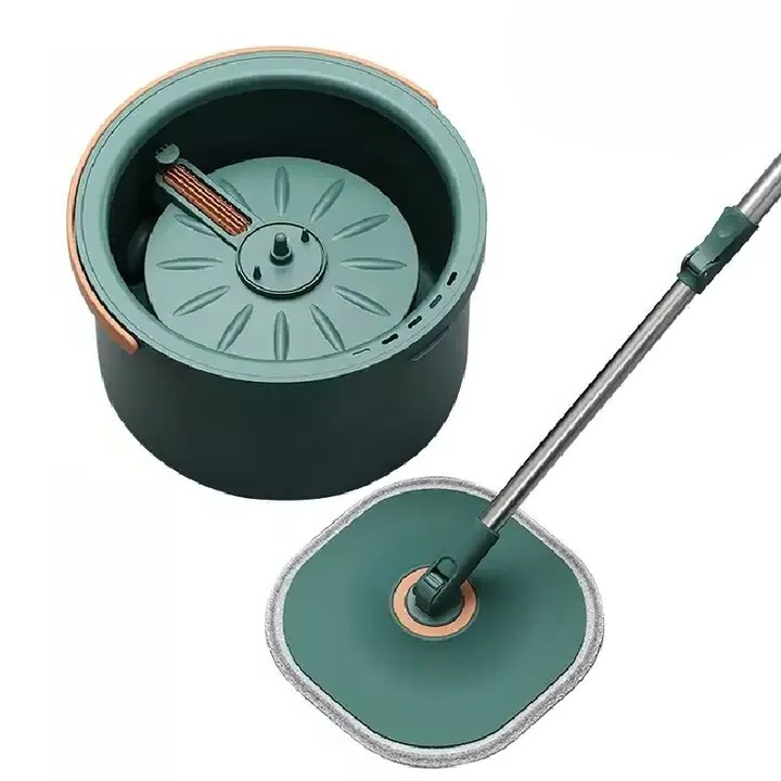 Set Mop Rotativ cu Galeata SUPER TRENDS cu Separare a Apei Murdare, Verde, Design Ergonomic, Reducere Consum Apa si Detergent