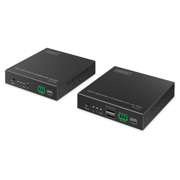 Switch KVM Digitus Extender HDMI+USB 1.1 4K/60Hz, 40km/300m, set