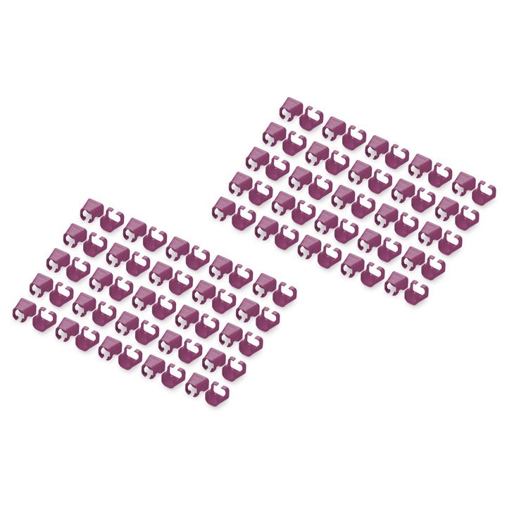 Цветни клипсове за пач кабели, Digitus, магента, комплект