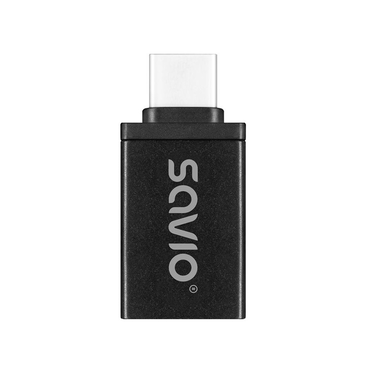 Adapter USB-A 3.1 (F)-USB-C 3.1 (M), SAVIO, fekete