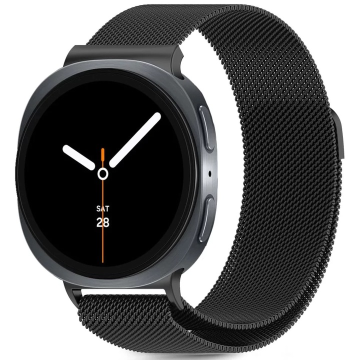 Curea Metalica MTP Milanese compatibila cu Samsung Galaxy Watch 8 40mm/44mm, Stainless Steel, Quick Release, Negru