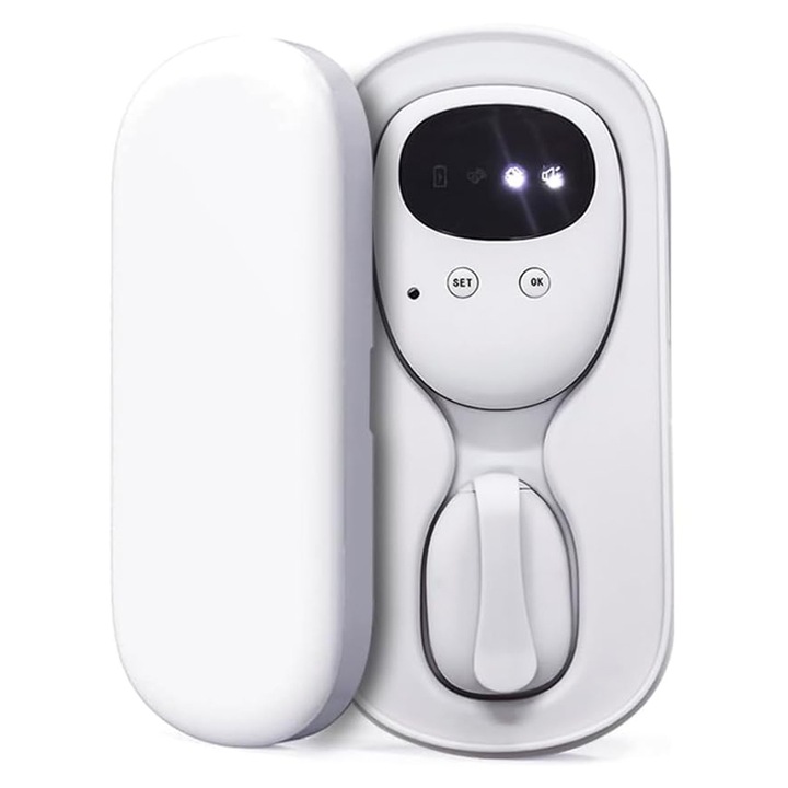 Alarma Incontinenta Urinara, Duueyct, Enurezis, Senzor Umiditate, Wireless, Reincarcabil USB, 10-20m, Ingrijire Copii/ Batrani, Sunet Si Vibratii, Alb