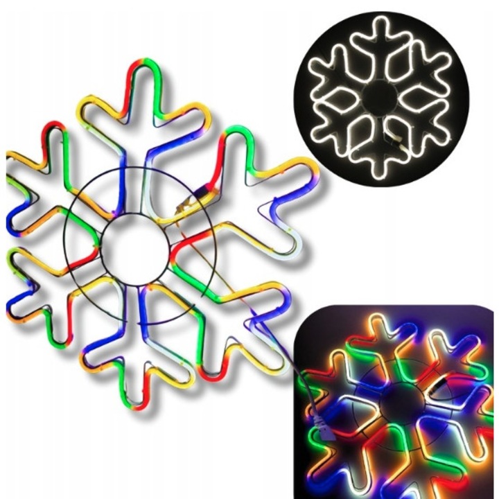 Decoratiune LED Neon 52 cm Multicolor, Placuta Zapada, pentru Fereastra sau Balcon