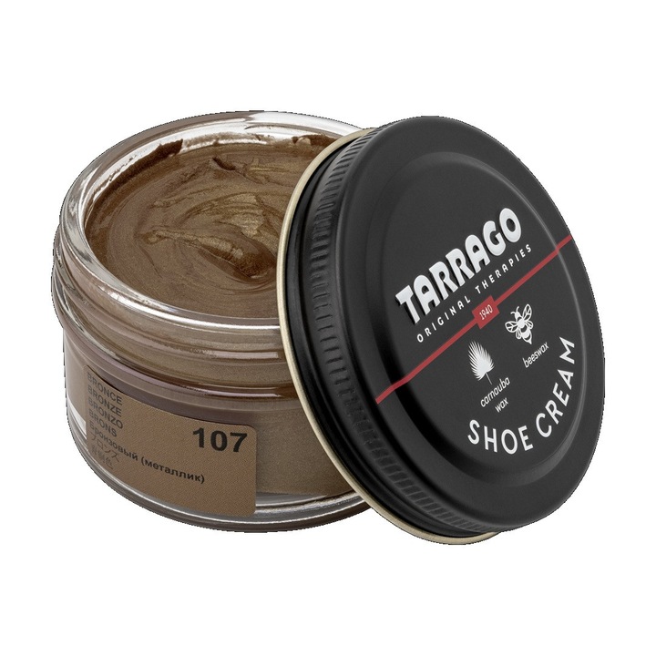 Крем за обувки Tarrago 50 ml, цвят бронз 107, грижа и защита, естествен блясък