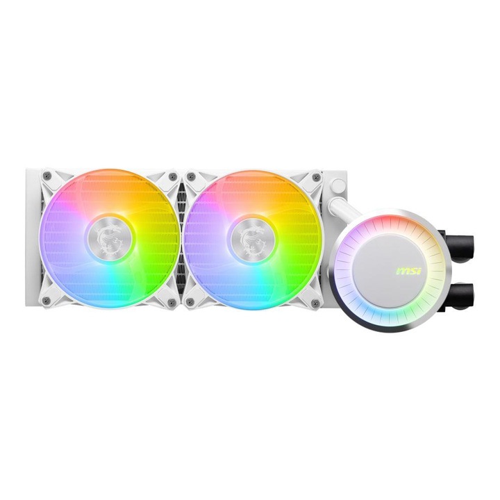 Cooler procesor MSI MAG CORELIQUID E240, 2x120mm, alb/multicolor, ARGB