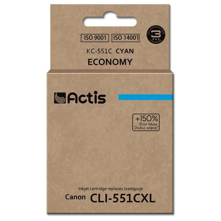 ACTIS KC-551C tintasugaras patron, 12 ml, kék