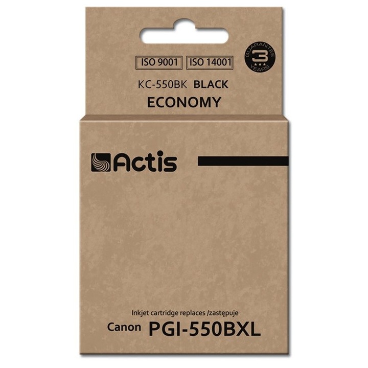 ACTIS KC-550Bk nyomtatópatron, 23 ml, fekete
