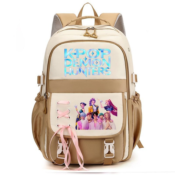 Ghiozdan scolar K-pop Witcher Girls, capacitate mare, usor, culoare khaki, pentru baieti si fete, clasele 3-6