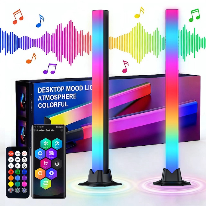 Set 2 Benzi LED RGB DONFANLIA, 42cm, Bluetooth, Multicolor, cu Aplicatie/Comanda de La Distanta, 16 Milioane de Culori