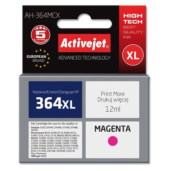 Activejet AH-364MCX tintasugaras nyomtatópatron, piros, 12 ml