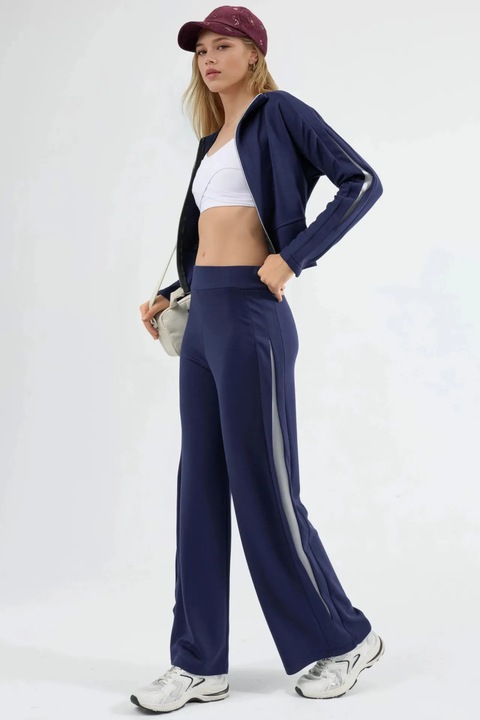 Set din doua piese, HiCCUP, talie inalta, bleumarin, jerseu