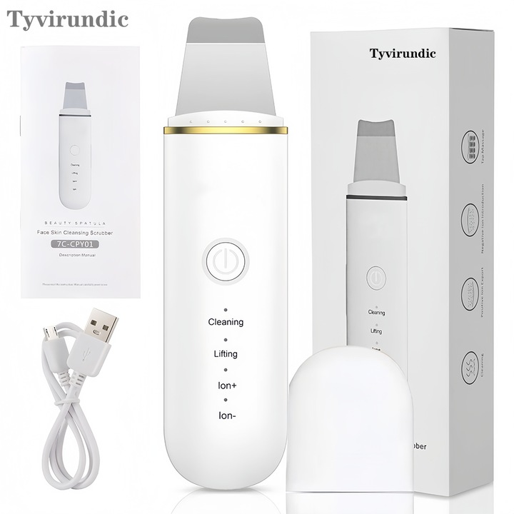 Уред за грижа за лице Tyvirundic, 4 режима, бял, 16.9x4.2см